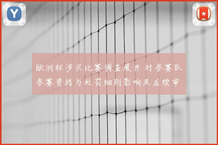 欧洲杯涉买比赛调查展开 对参赛队参赛资格与处罚细则影响及后续审查